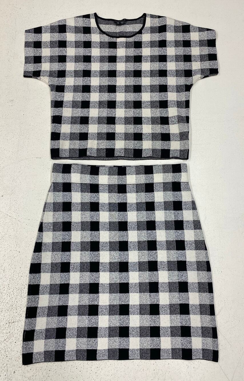 Women Theory Seblyn D Stonemarl 2-piece buffalo plaid check skirt top set suit
